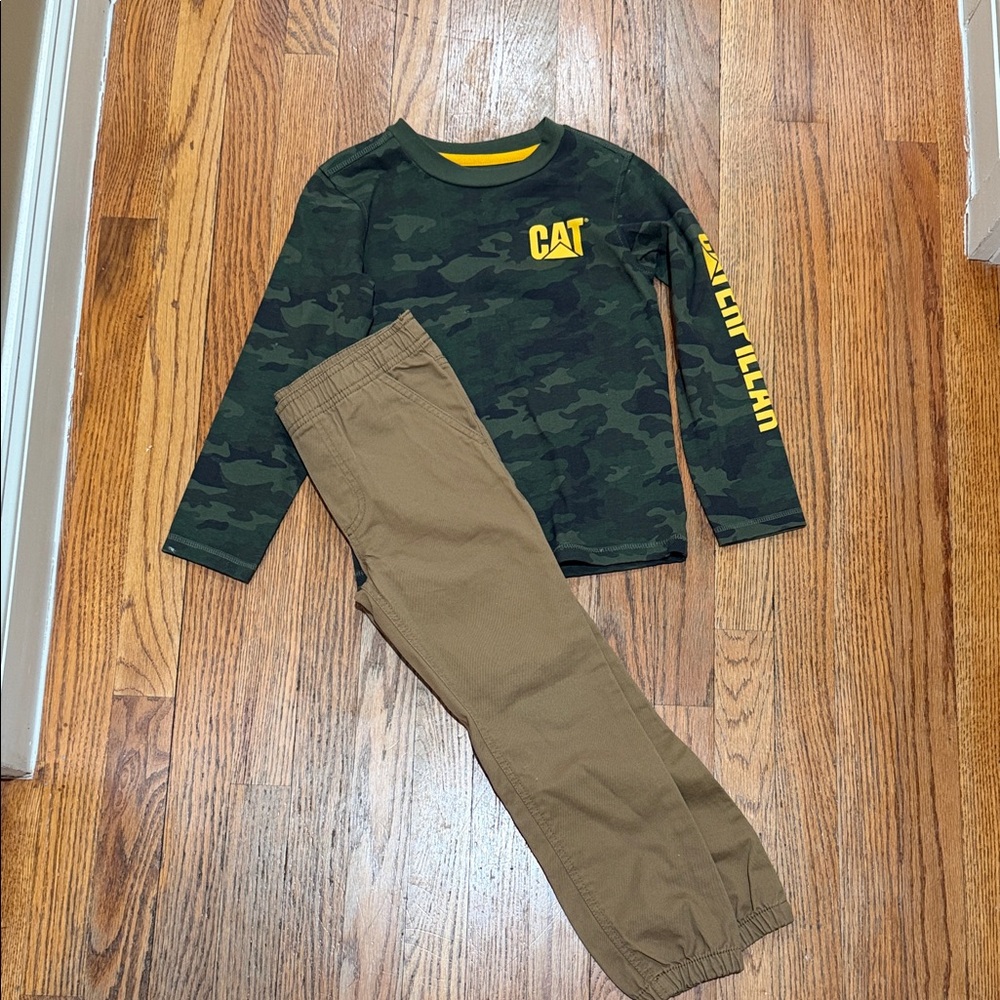 CAT Camo Long Sleeve Shirt and Brown Pants Set